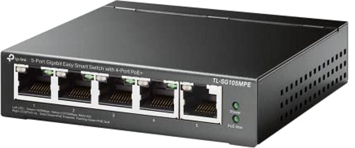 Netwerk Switch - PoE Switch - Netwerk Uitbreiding - 4 PoE+ Poorten - 120 Watt - Metaal