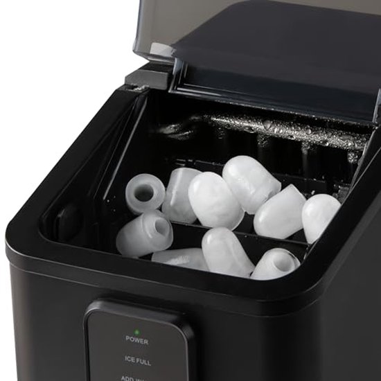 Ice cube machine - 1L capacity - 12kg/24h production - 9 min preparation time - Matt black design van Merkloos — afbeelding 2