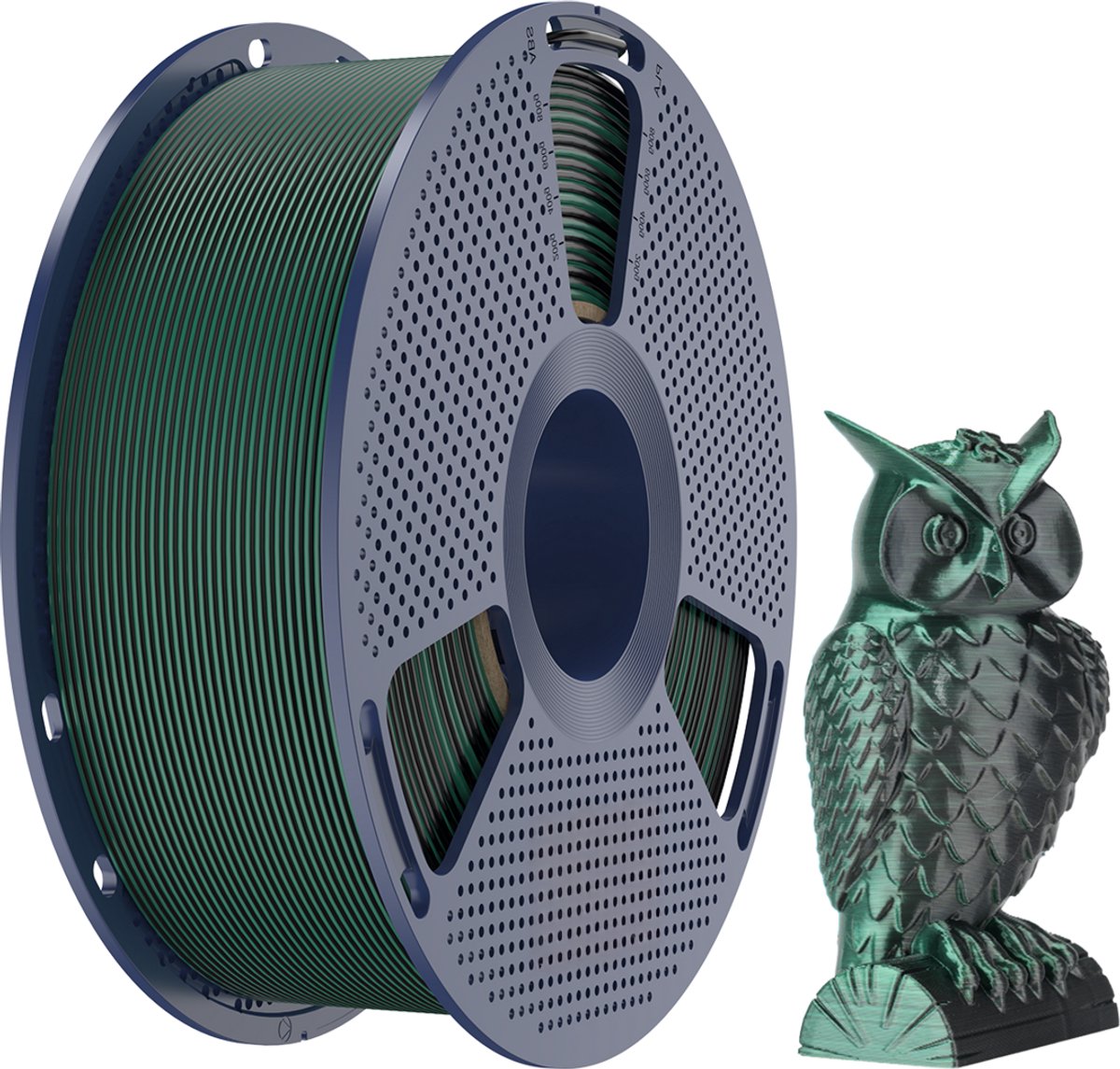 SUNLU PLA+ Silk Dual Color Zwart Groen Filament 1,75mm – 1kg