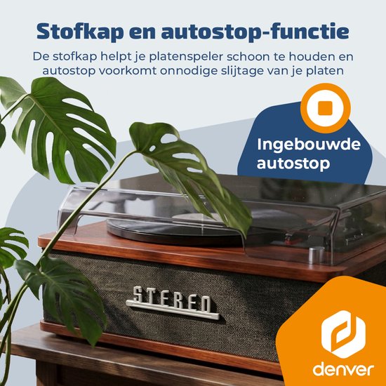 Denver Platenspeler - Ingebouwde speakers - Retro - Auto stop - Bluetooth - VPB262 — afbeelding 5