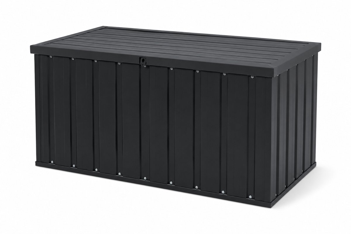 ITRONIQ Opbergbox Tuin 380 Liter – Metalen Tuinkussenbox 129x67x65 CM – Waterbestendige Opbergkist Voor Tuinkussens – Antraciet