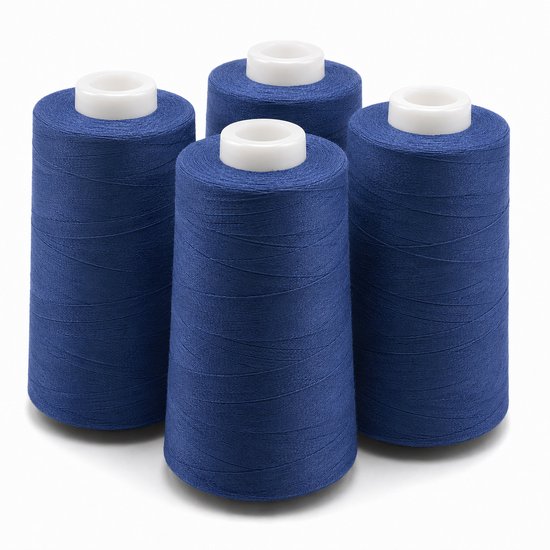 Polyester Overlockgaren – 4 Cones × 2700 m – Totaal 10.800 m – Blauw 120