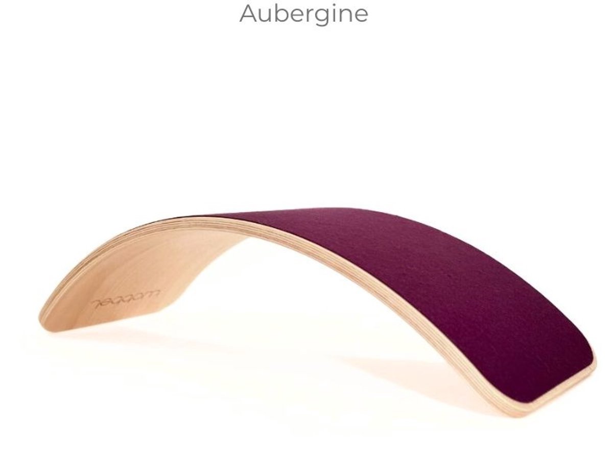 Wobbel Original Balansbord Kind & Gezin - Houten Balance Board (2-14 jr) - Wolvilt Aubergine (Paars) - FSC Beukenhout - 87 cm - Het Origineel Sinds 2015