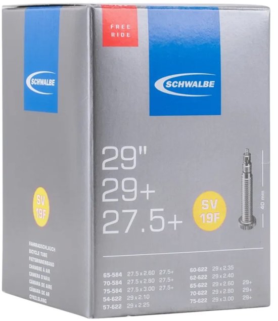 Schwalbe Binnenband SV19F - 27.5+/29/29+ inch - 54/75-622 - 40 mm - Frans / Presta / Sclaverand - Butyl rubber - Zwart van Schwalbe — afbeelding 2