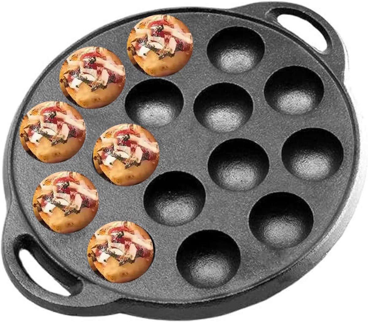 Takoyaki Pan - Octopus Ballen Maker - Snacks Maken - Gietijzeren Bakplaat - 15 Vormen - Zwart