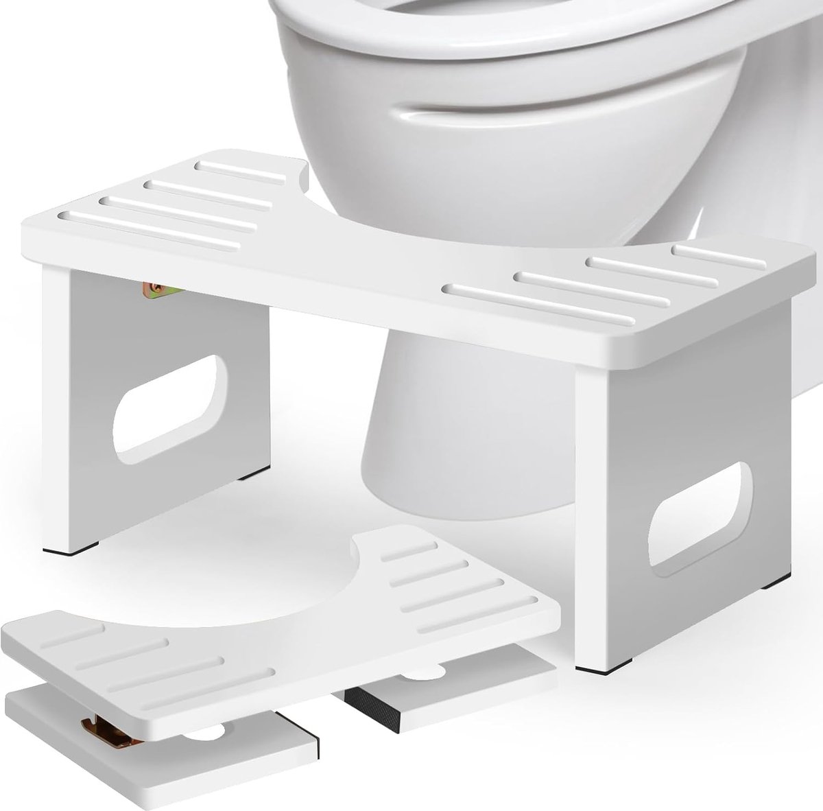 Toiletkruk - Voetenbankje Badkamer - Comfortabel Zitten - Opvouwbaar Ontwerp - 40 x 21 x 19 cm - Licht Wit