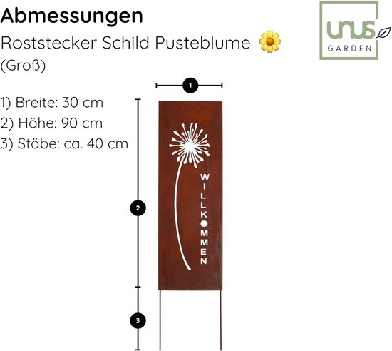 Tuinsteker Metaal Paardenbloem Patina 133 cm Tuindecoratie van Merkloos	 — afbeelding 3