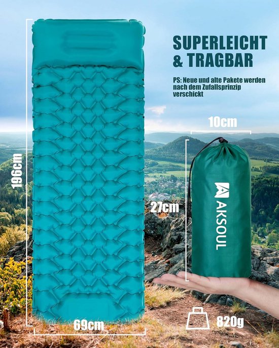Slaapmat Zelfopblazend - Campingmatras Opblaasbaar - Campingbed - 1 persoon - Kampeer Mat van Merkloos — afbeelding 3