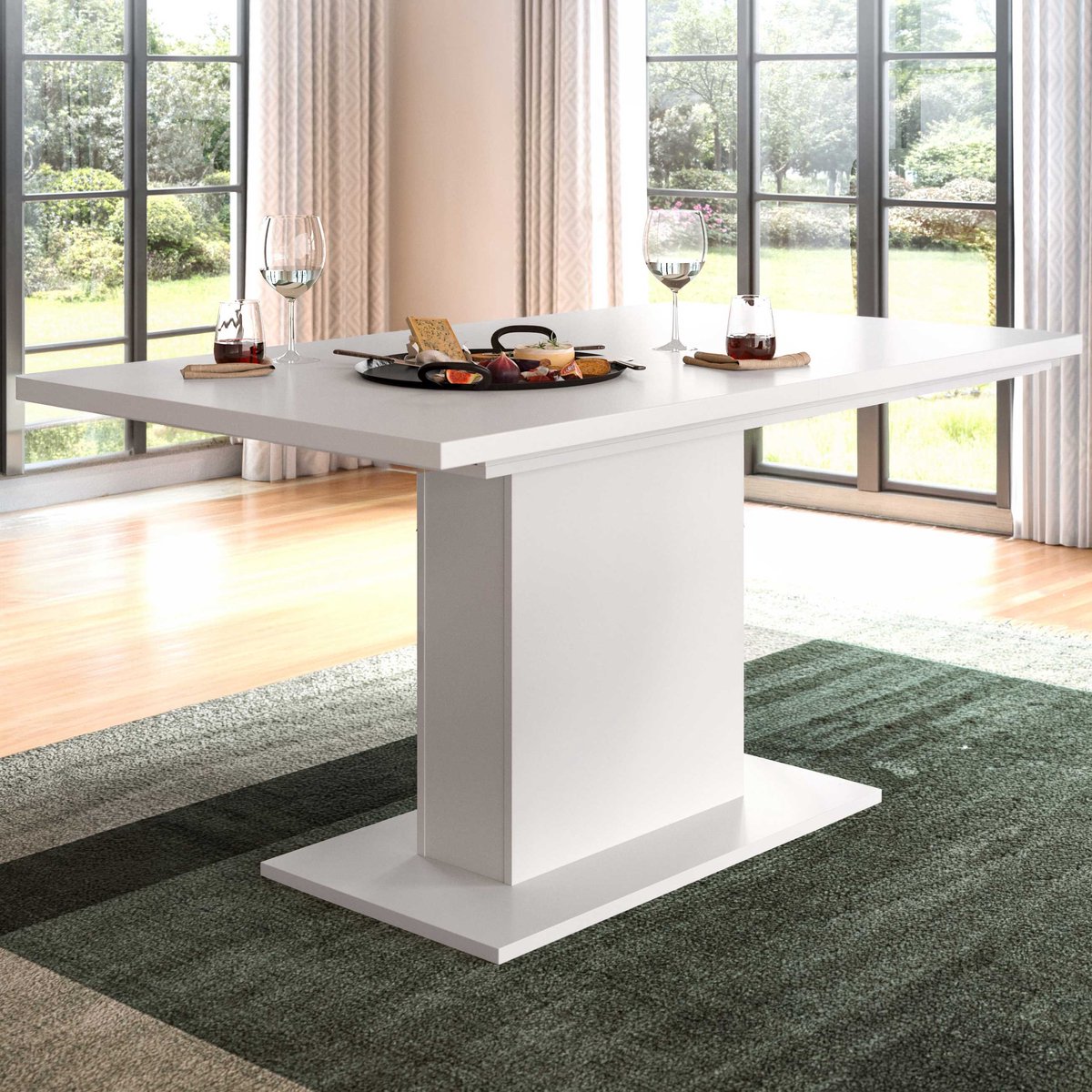 Uitschuifbare Eettafel Motion Emob - Spaanplaat - 150-190x76x90 Cm - Wit