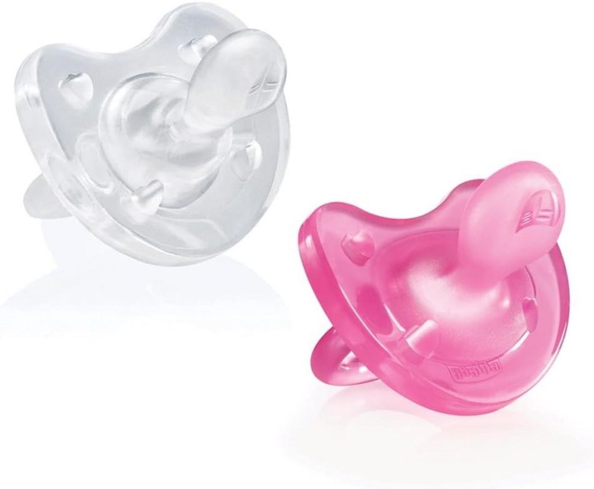 Baby Fopspeen - Orthodontische Speen - Baby Comfort - Zachte Siliconen - 0-6 Maanden - Wit Roze