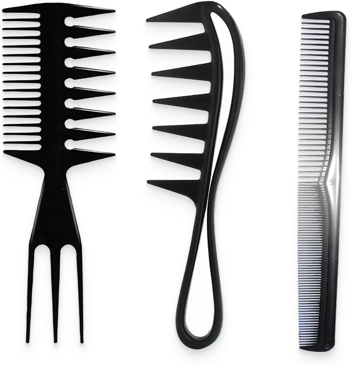 Staartkam Set - Kapperskammen Antistatisch - Haar Stylen - Brede Tanden - 3 Stuks - Zwart