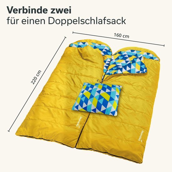 Luxe Koppelbare Dubbele Slaapzak voor 3 Seizoenen - Perfect voor Outdoor Camping, Tot -20°C, 220 x 80 cm / 220 x 160 cm van Merkloos — afbeelding 2