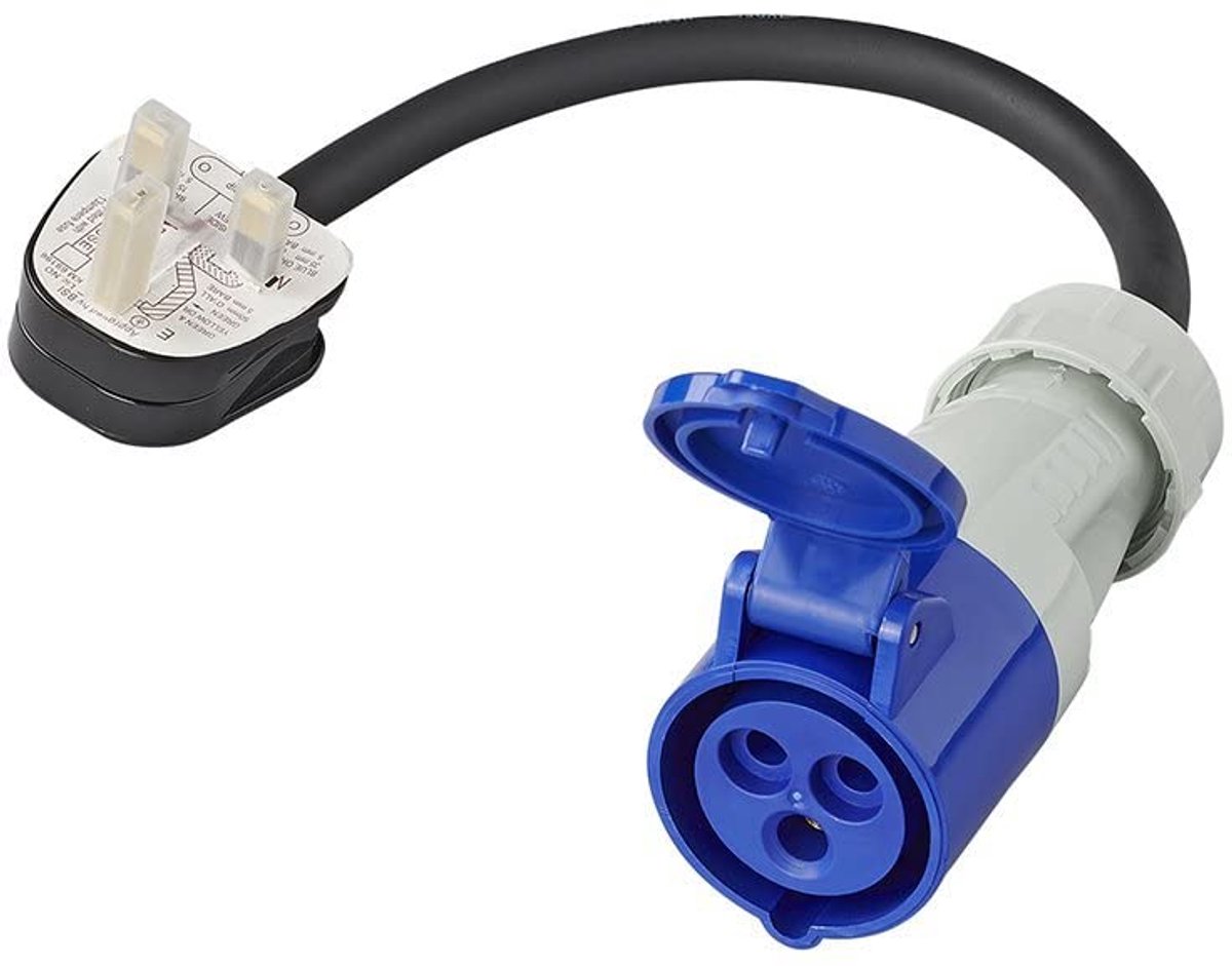 Adapterkabel - Verlengkabel Stekker - Stroom Verlengen - 3x25mm² - 40cm - Zwart