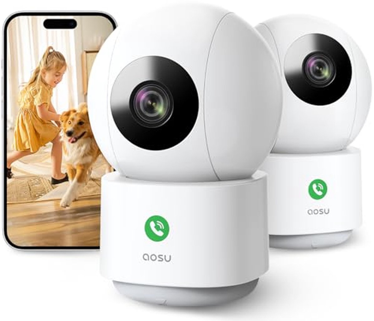 Indoor Camera - Babyfoon Huisdiercamera - Huis Bewaken - Tweeweg Audio - 2-Pack - Wit