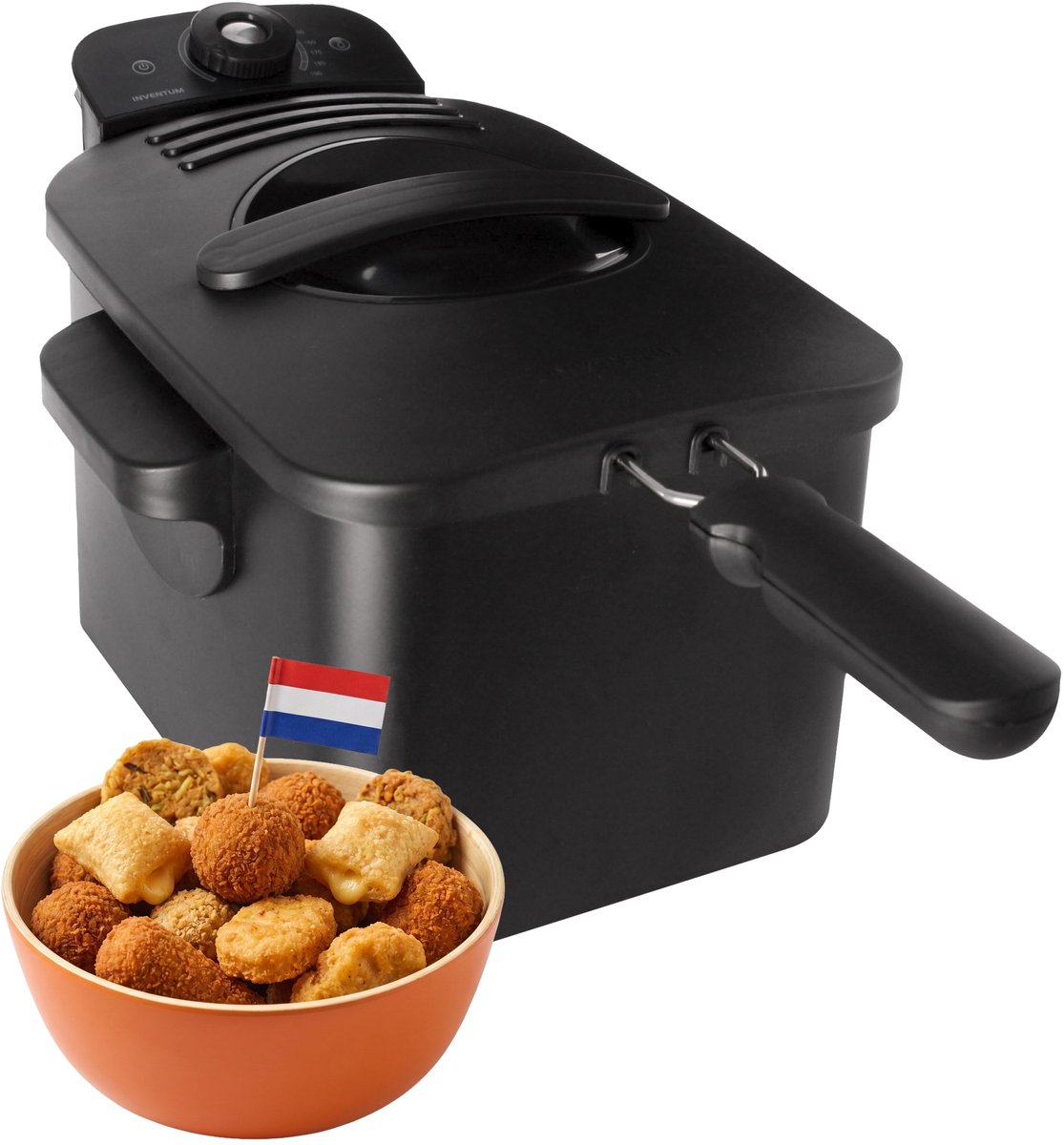 Bol.com Inventum GF431B Frituurpan - 3L - Max 190 °C - Koude zone - 2200W - Tot 3 personen - Zwart aanbieding