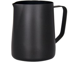 Melkopschuimer Kan - Opschuimkan RVS - Latte Art Maken - Spatwaterdicht Mondje - 600 ml - Zwart
