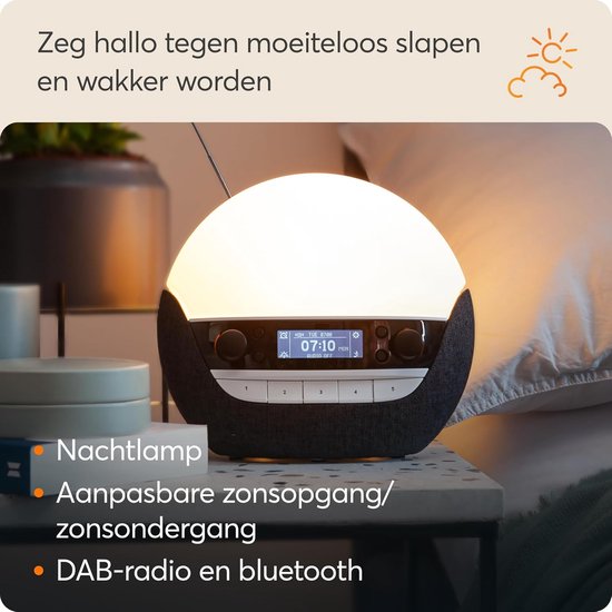 Lichtwekker met DAB+ Radio en Bluetooth Speaker - Natuurlijke Zonsopgang Simulatie — afbeelding 3