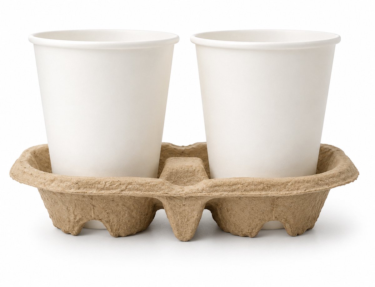 Draagtray karton - 2 vakken - 240 stuks - bekerhouder