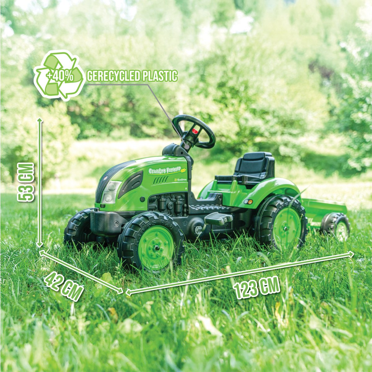 Falk Country Farmer - Jongens - Groen - Traptractor