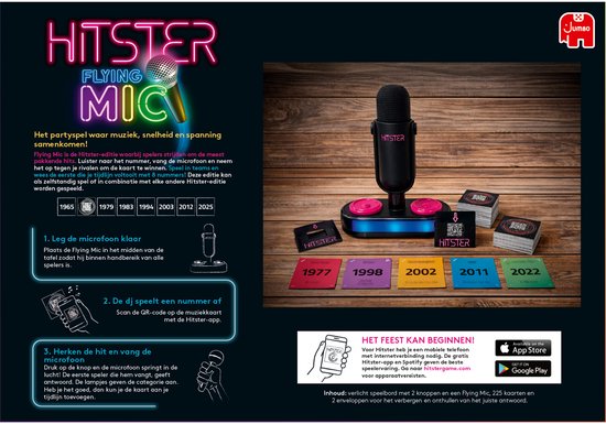 Jumbo Hitster Flying Mic – Nederlandstalig Muziekspel – Partyspel met Microfoon – Actiespel — cadeau in Partyspellen - foto 5