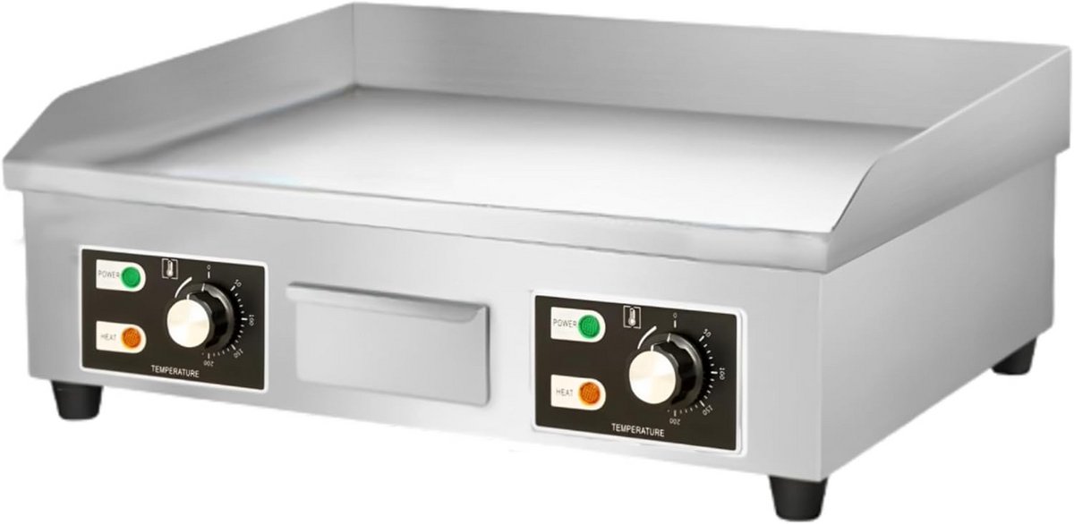 Elektrische Bakplaat - Professionele Grill - Koken aan Huis - Snelle Verwarming - 66x44cm - Zilver