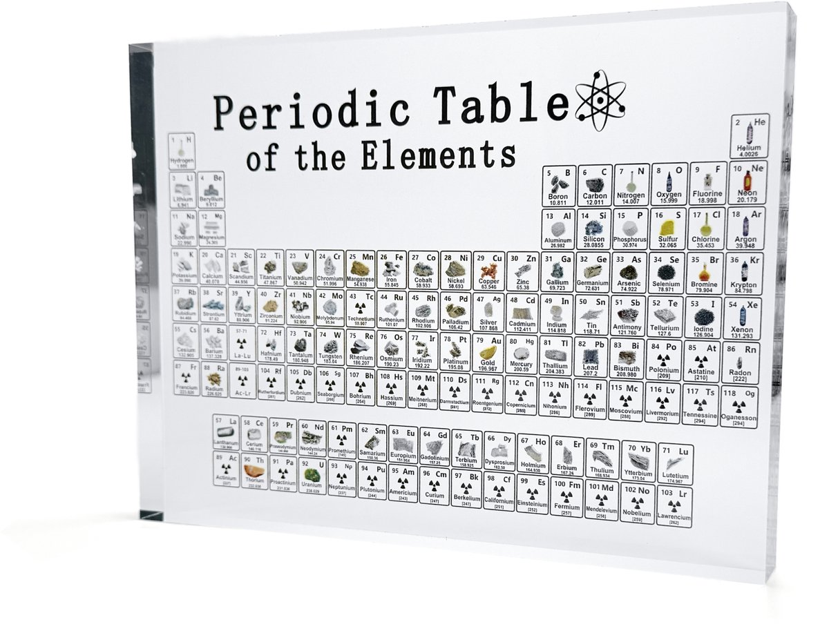 TIN-IN - Periodiek Systeem der Elementen - Scheikunde / Chemie - Acrylic - versie met afbeelding - 11,4x15cm