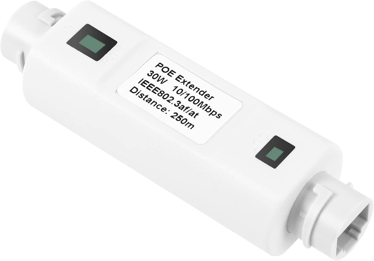 PoE Extender - Netwerk Repeater - Buiten Netwerk Uitbreiden - IP67 Waterdicht - 250 m Bereik - Zwart
