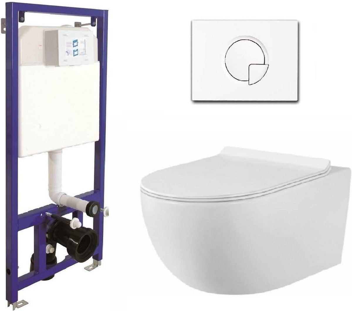 Toilet Set - Wandcloset Set - Badkamer Installatie - Soft Close - Rimless - Wit