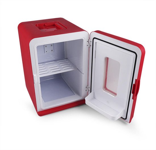 KZQ Mini koelkast 15 liter 2-in-1 minibar koel en warm AC/DC 230V/12V draagbaar rood zwarte glazen deur voor auto kantoor camping thuis eten drinken van KZQ — afbeelding 3