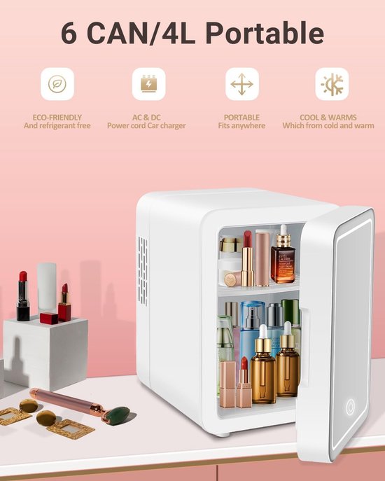 KZQ Minicoelkast voor cosmetica 4 liter 2-in-1 draagbaar wit glazen deur voor auto kantoor camping thuis van KZQ — afbeelding 2