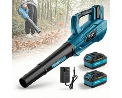 Accu Bladblazer, Bladblazer Op Accu Met Borstelloze Motor 35000 Tpm 850w, Luchtsnelheid 180km/U Met 5 Snelheden, Met 5200mah/18v-Accu’S, 2 Verwisselbare Mondstukken