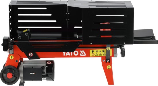 Elektrische Houtklover - Hydraulische Klover - 7 Ton - 2300W - Voor Boomstammen tot 52 cm - Met Stalen Veiligheidskooi & Wielen - Zwart/Staal — afbeelding 4