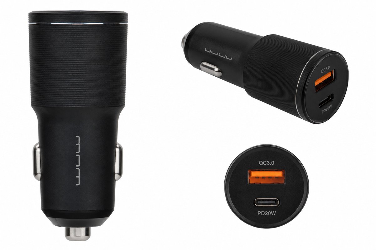 Car Charger - PD20W + QC3.0 Autolader 38W – USB-A & USB-C Snellader