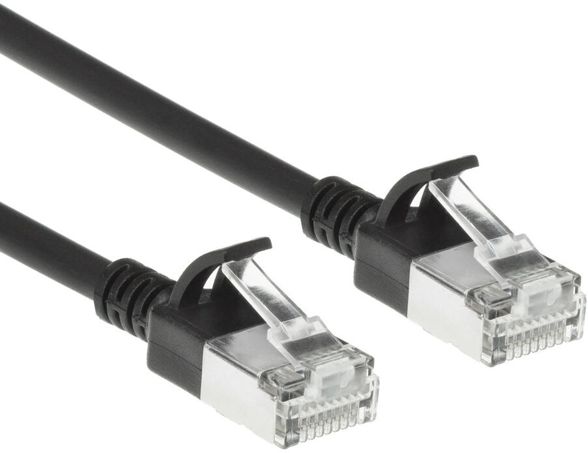 Image of ACT Zwarte 7 meter LSZH S/FTP CAT6A slimline patchkabel snagless met RJ45 connectoren DB7907