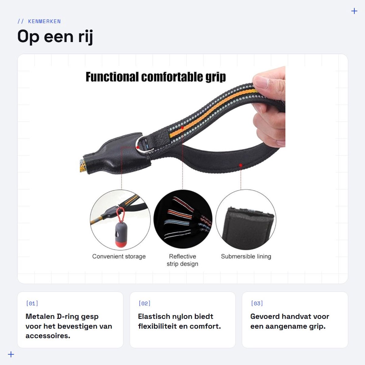 Dailygoods- Hondenriem Elastisch - Nylon Hondenlijn - Gevoerd Handvat - Reflecterende Stiksels - Metalen D-Ring Gesp - Duurzaam Materiaal - Hondentouw