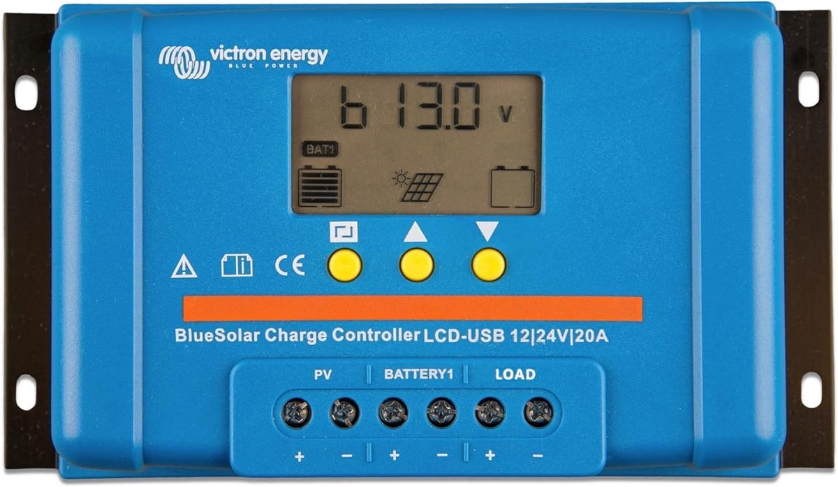 Zonne-energie Regelaar - Accu Lader - Energie Beheer - LCD Scherm & USB - 12/24 Volt 20 Amp - Zwart