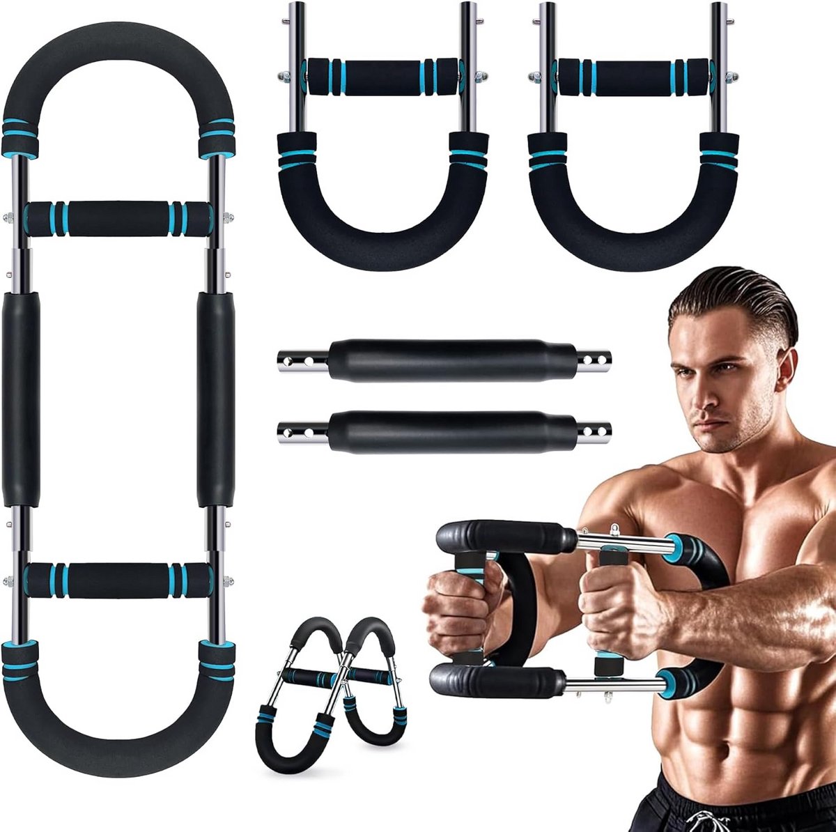Arm Trainer - Kracht Trainer - Spieropbouw Bovenlichaam - Verstelbare Weerstand - 30-50 kg - Blauw