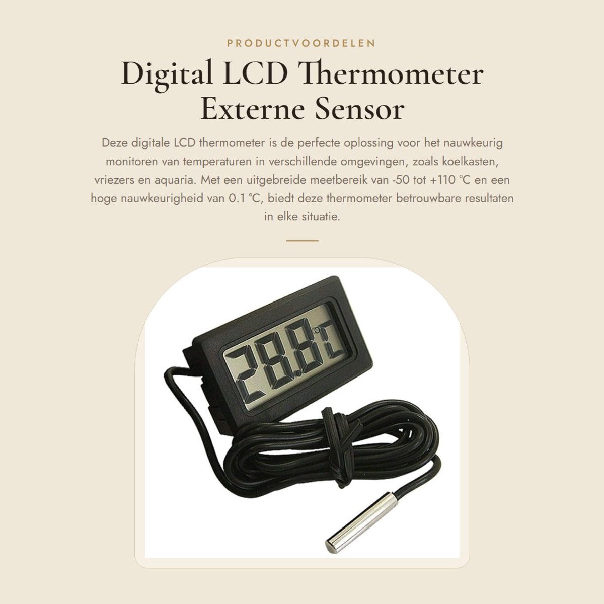 Dailygoods - Digital LCD Thermometer - Externe Sensor - Nauwkeurige metingen - Voor Koelkast en Vriezer - Geschikt voor Aquariums - Betrouwbare temper...