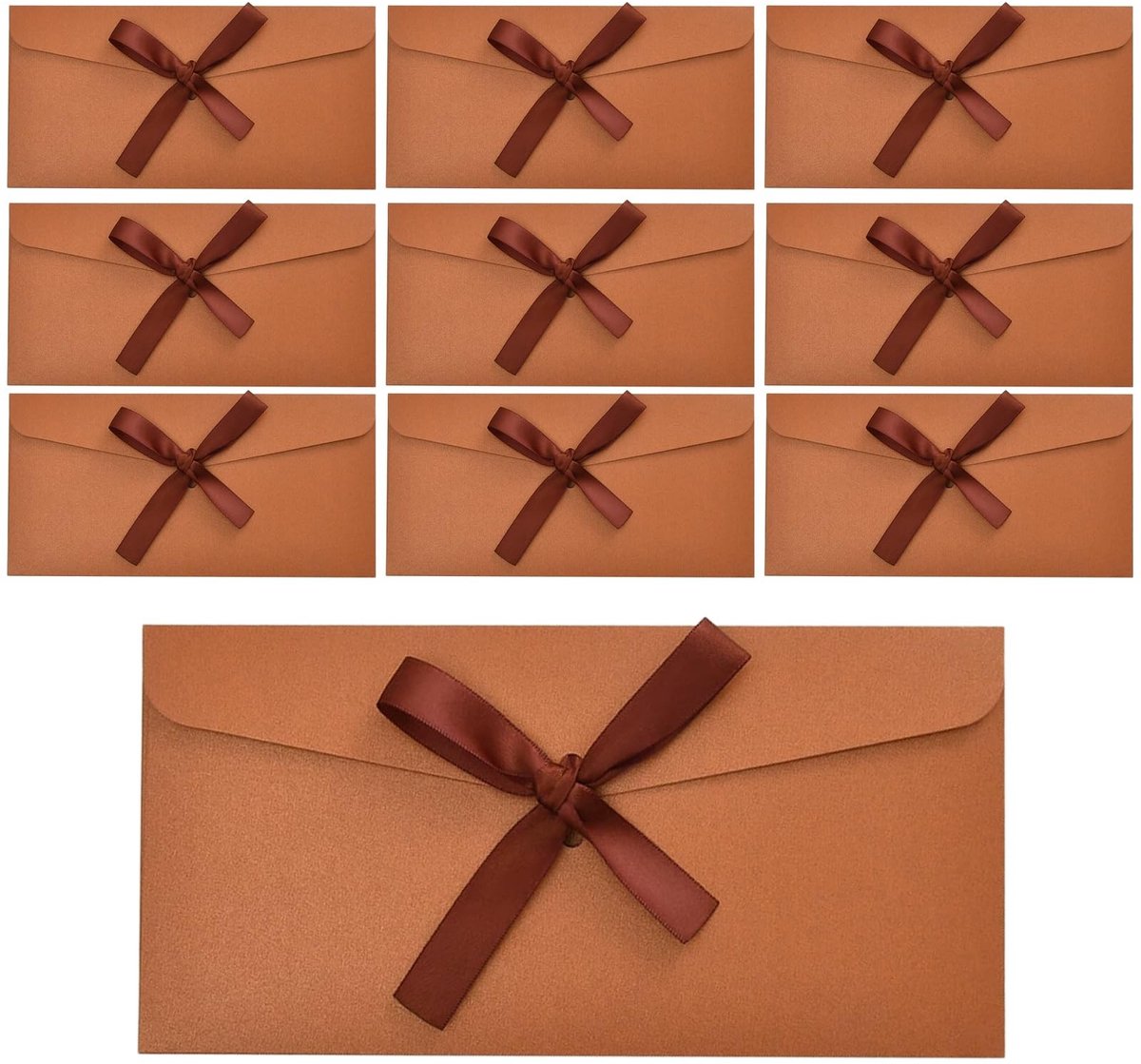 Dailygoods- Geschenkenveloppen 10 Stuks - Bruin Kraftpapier - Vintage Lintontwerp - 22 x 11 cm - Cadeaukaarten - Sterk en Duurzaam - Cadeau-enveloppen