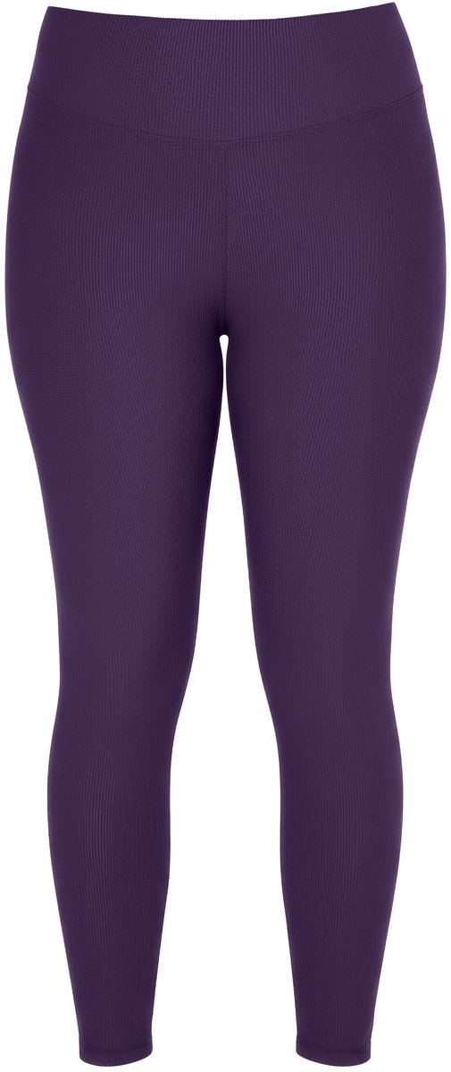 Studio Untold - Dames - Geribbelde legging strakke pijpen elastische tailleband - Aubergine - Maat 50+