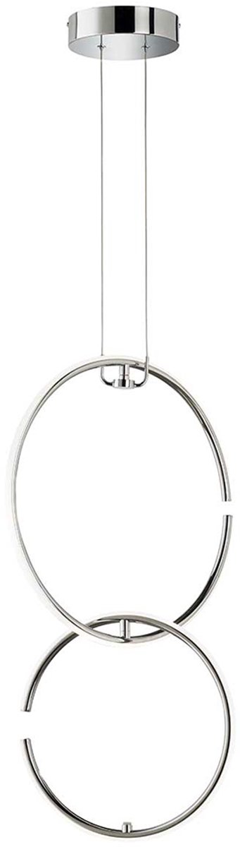 Hanglamp LED hanglamp eettafel lamp plafondlamp woonkamer, ring design chroom, 17W 1650lm 4000K, LxBxH 45x21x230 cm Wofi 6989.02.01.0500