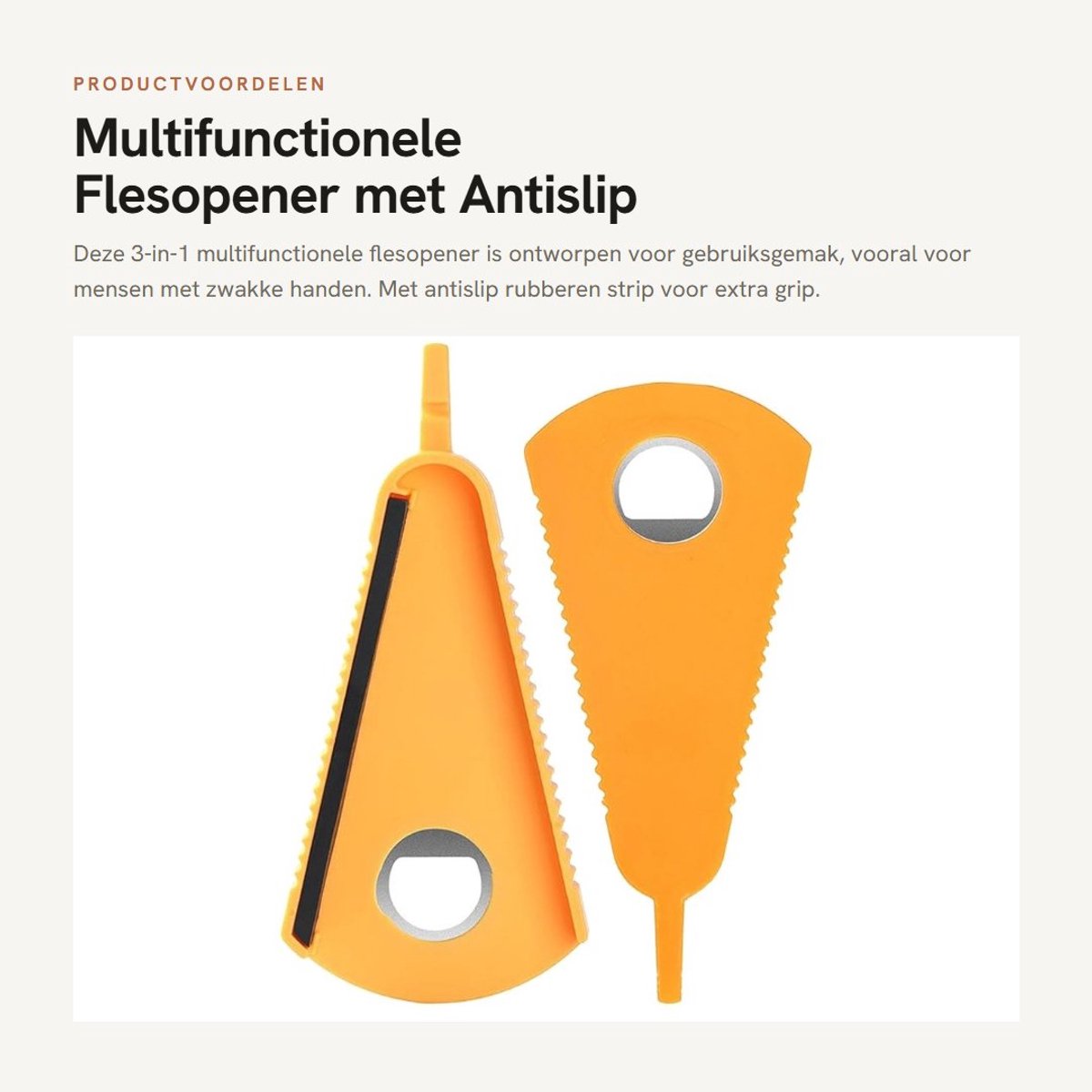 Dailygoods- Flesopener Multifunctioneel - Potopener - Blikopener - Antislip Rubberen Strip - Geschikt voor Senioren - V-vormig Design - Opener