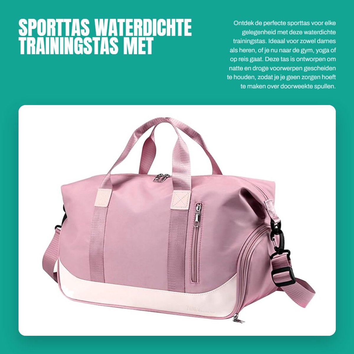 Dailygoods- Sporttas Waterdicht - Sporttas met Schoenenvak - Reistas Dames/Heren - Weekendtas - Duffeltas - 20 cm Hoogte