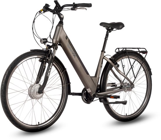 saxxx Comfort Plus 4.0 - 26 inch elektrische stadsfiets - actieradius tot 90 km - 95% voorgemonteerd - voorwielmotor - 36V 418Wh accu - Shimano 7-speed naafversnelling - LCD-display- Zilvergrijs mat van Saxxx — afbeelding 2