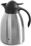 Roestvrijstalen thermoskan met zwarte drukdop en handvat, 1,5 liter.