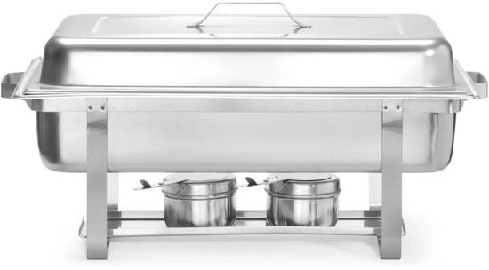 HENDI Chafing dish - Gastronorm 1/1 - Hoogglans deksel - Inclusief brandpastahouders - 9L - RVS — afbeelding 2