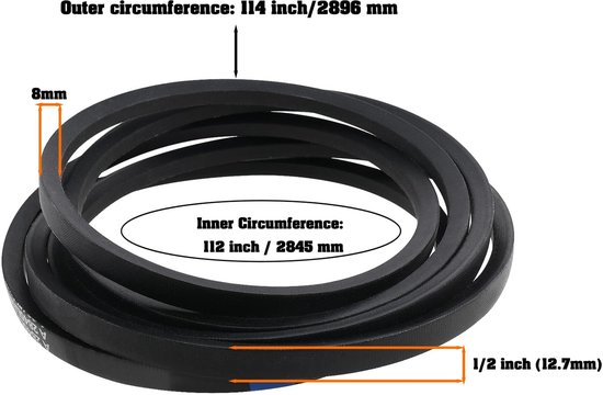 Dailygoods- Aandrijfriem V-vorm - Grasmaaier Riem - Compatibel met Husqvarna - OEM 532442781 - Dikte 8 mm - Breedte 1/2 inch van Dailygoods — afbeelding 2