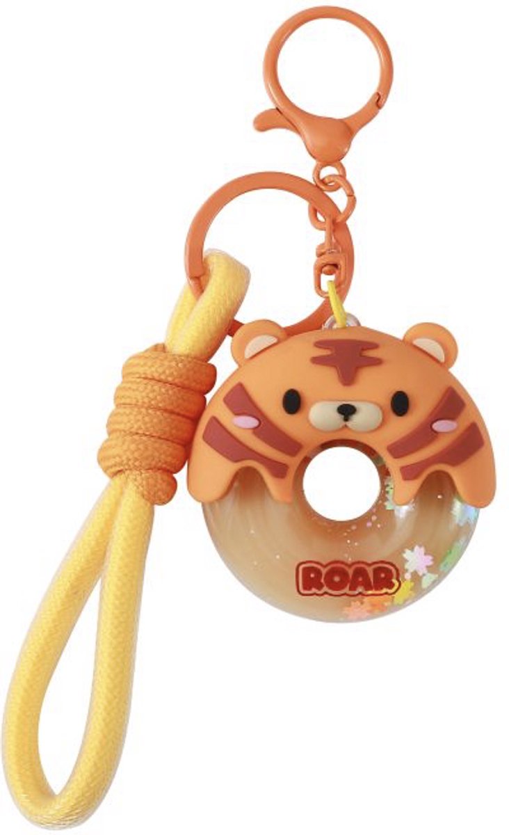 iTotal Sleutelhanger Donuts Tijger Keychain Donuts TIGER Plastic and Metal 5.0x5.2x1.8cm