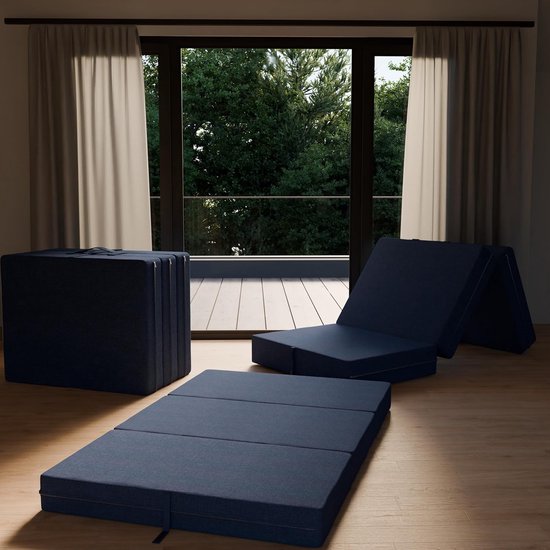 Vouwmatras Camping Matras 80 x 195 cm - 3-delig Opvouwbaar Gastenmatras van Luxe Leren — afbeelding 2