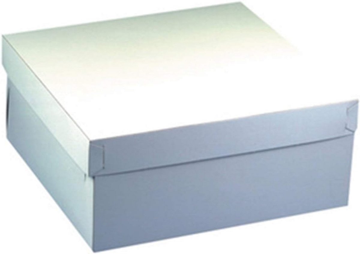 Taartdoos met deksel - Bakdoos Verpakking - Taarten Transport - Stevig Karton - 30x30x10 cm - Wit